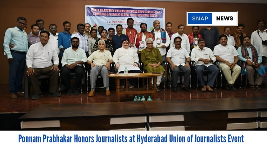 Ponnam Prabhakar Honors Journalists at Hyderabad Union of Journalists Event