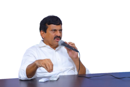 Telangana Minister Ponguleti Srinivasa Reddy speaking to the media about political developments.