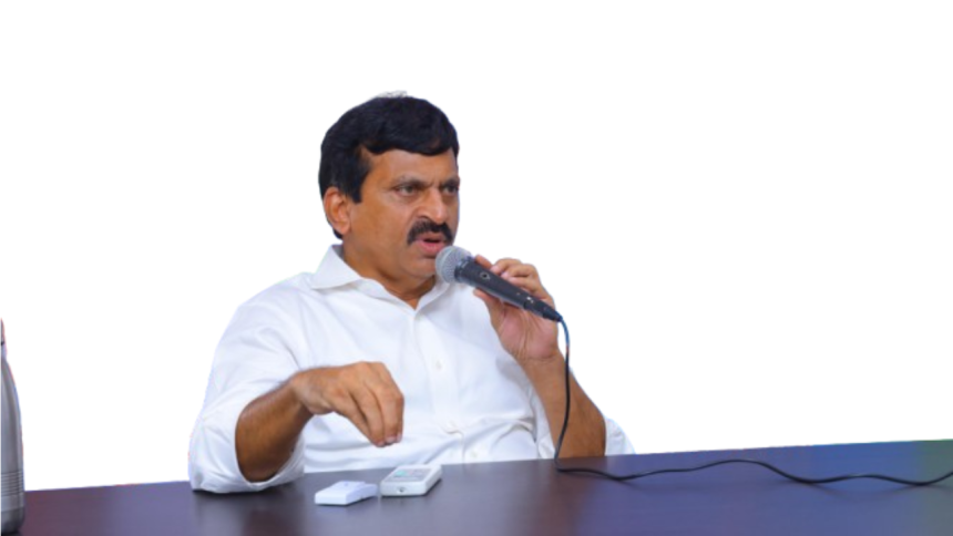 Telangana Minister Ponguleti Srinivasa Reddy speaking to the media about political developments.