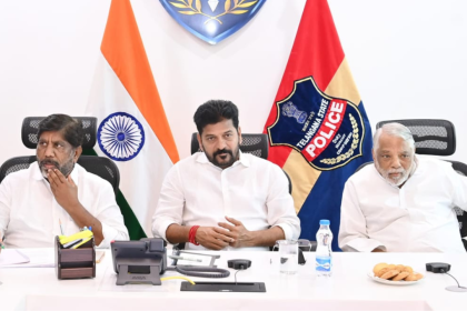 Chief Minister Revanth Reddy in a meeting with JAC representatives to discuss and address employee issues, alongside Deputy Chief Minister Bhatti Vikramarka and Government Adviser K. Kesha Rao.