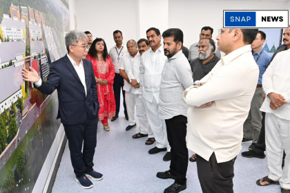 Telangana CM Revanth Reddy visiting Foxconn project site near Hyderabad