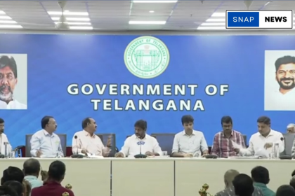 Telangana Deputy CM Mallu Bhatti Vikramarka speaking at a press conference about Musi River project cost clarification.