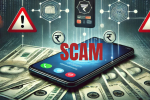 Smartphone with warning signs indicating APK scam and financial loss in Telangana