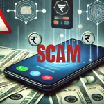 Smartphone with warning signs indicating APK scam and financial loss in Telangana