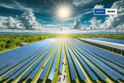 solar panels in Telangana, showcasing renewable energy development on 231 acres as part of a women empowerment initiative.