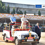 Telangana Governor Jishnu Dev Verma unfurling the national flag at Secunderabad Parade Grounds during Republic Day celebrations 2025.