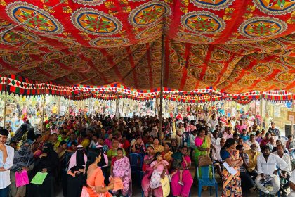 Villagers attending a gram sabha to discuss welfare schemes in Telangana
