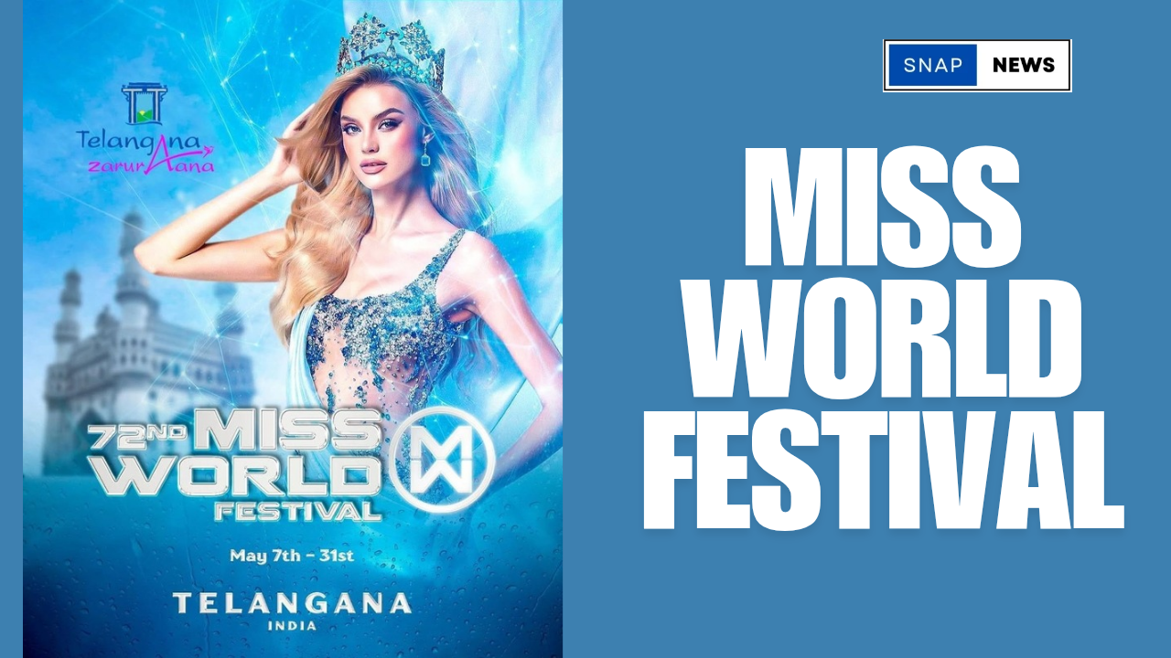 Miss World 2025 event announcement in Telangana, featuring representatives and state officials