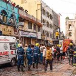 Scene of a tragic accident in Old Basti where an AC compressor explosion caused thick smoke, resulting in the deaths of 17 people, including women and children.