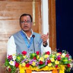 Telangana Roads and Buildings Minister Komatireddy Venkat Reddy addressing a review meeting on road restoration after heavy rains