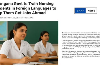 Telangana Govt to Train Nursing Students in Foreign Languages to Help Them Get Jobs Abroad
