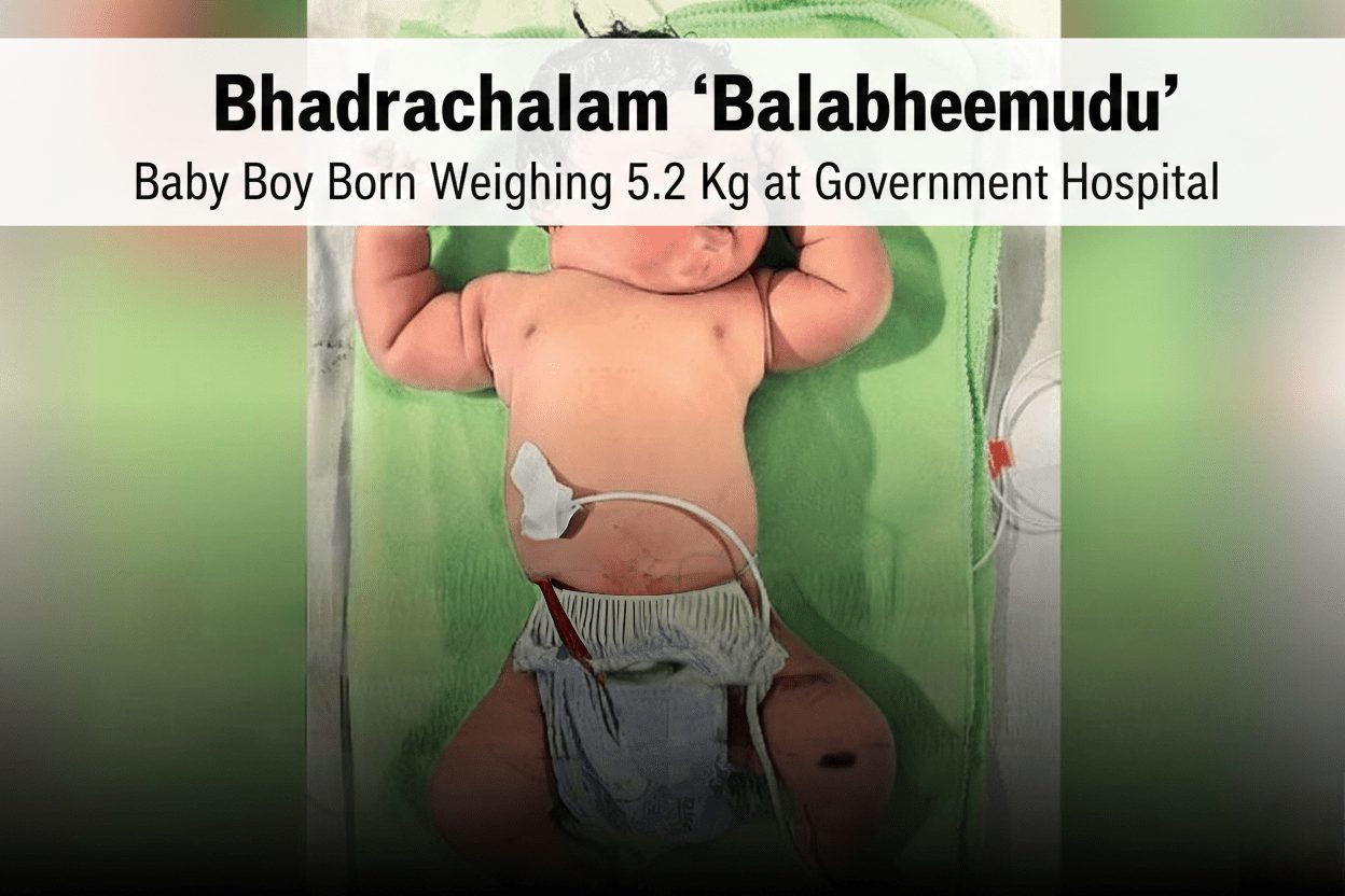Bhadrachalam ‘Balabheemudu’: Baby Boy Born Weighing 5.2 Kg at Government Hospital 2 5.2 kg baby born in Bhadrachalam
