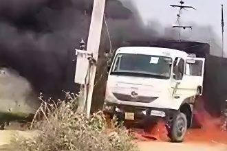 Tipper lorry fire