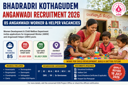 Bhadradri Kothagudem Anganwadi Recruitment 2026