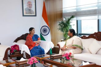 Seethakka meets Union Women and Child Development Minister