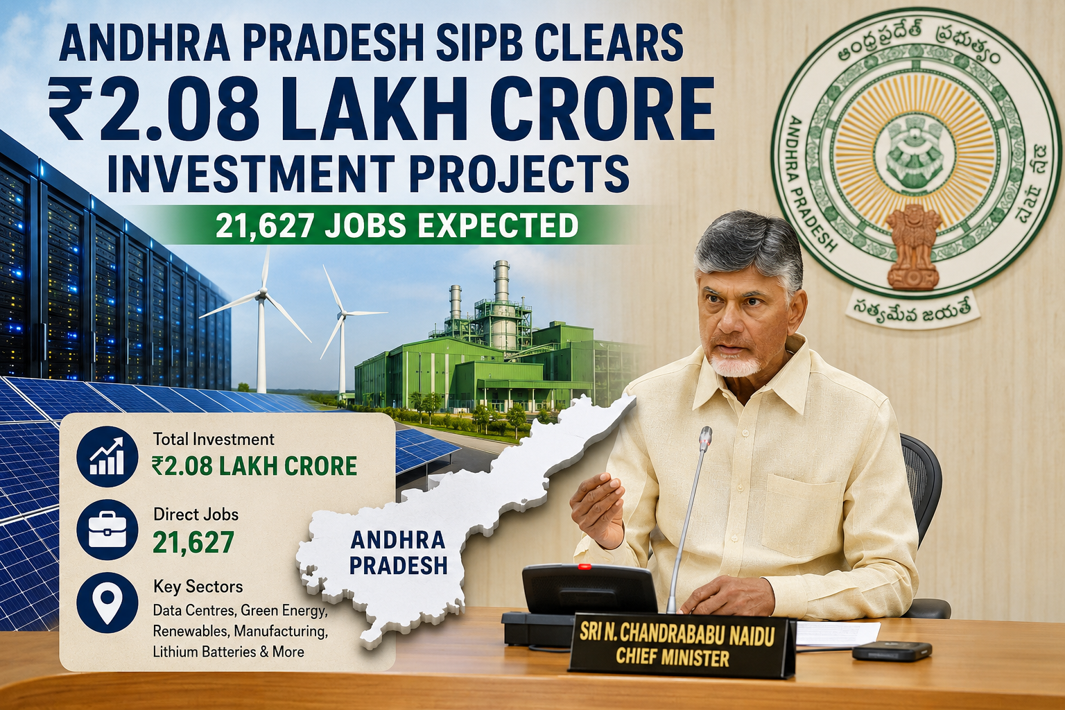 Andhra Pradesh SIPB clears ₹2.08 lakh crore investment projects, 21,627 jobs expected 2 Andhra Pradesh SIPB investment projects