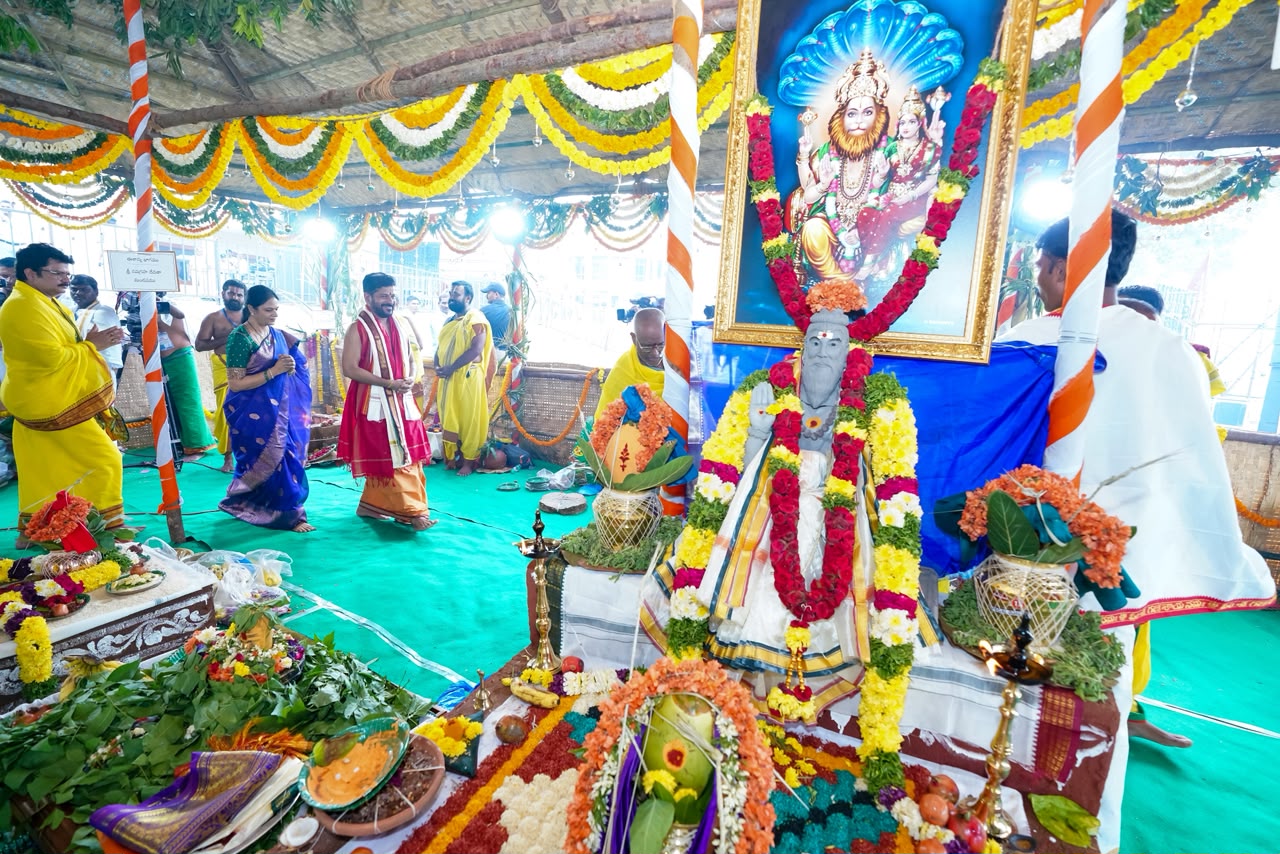 Telangana Maha Varuna Yagam Concludes at Nagarjuna Sagar as CM Revanth Reddy Prays for Abundant Rainfall 2 Telangana Maha Varuna Yagam