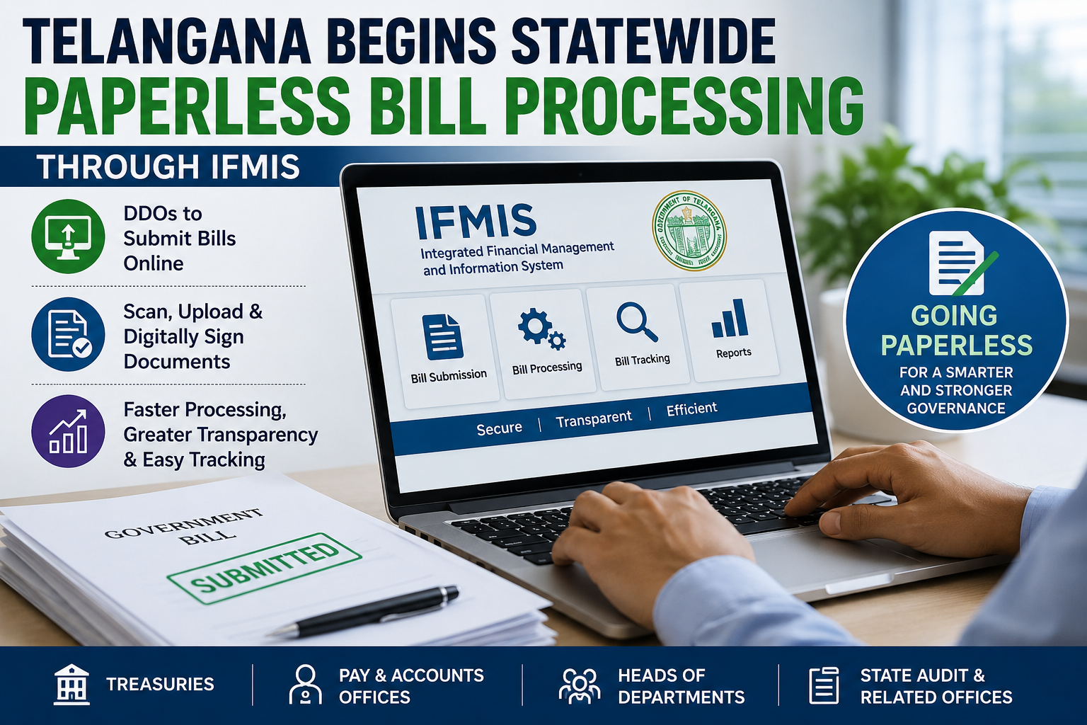 Telangana Begins Statewide Paperless Government Bill Processing Through IFMIS 2 Telangana paperless bills